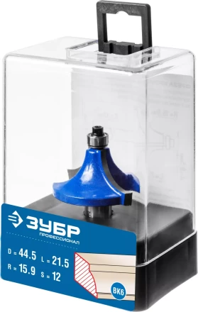 ЗУБР 44.5 x 21.5 мм, радиус 15.9 мм, фреза кромочная калевочная №1, Профессионал (28700-44.5) купить в Кургане