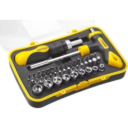 Набор STAYER &quot;MASTER&quot; &quot;HERCULES&quot;: Отвертка реверсивная, Т-образная отвертка-битодержатель, адаптер для торц голов, 43 предм 25084-H43 купить в Кургане