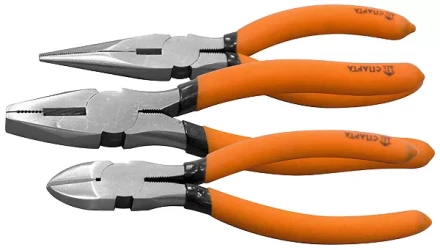 Набор губцевого инструмента из 3-х предметов №1 (плоскогубцы длинногубцы бокорезы) SPARTA 13544 купить в Кургане