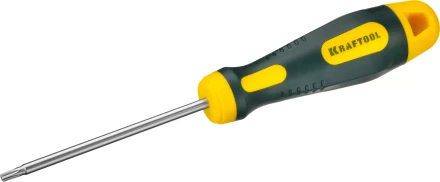 Отвертка KRAFTOOL, Cr-Mo-V сталь, двухкомпонентная противоскользящая рукоятка, TORX Hole, №15x80мм 250077-15-080 купить в Кургане