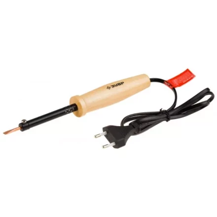 Электропаяльник ЗУБР &quot;МАСТЕР&quot; с деревянной рукояткой и долговечным жалом, форма клин, 40Вт 55405-40_z01 купить в Кургане
