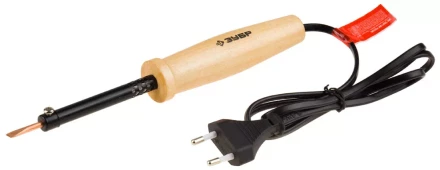Электропаяльник ЗУБР &quot;МАСТЕР&quot; с деревянной рукояткой и долговечным жалом, форма клин, 40Вт 55405-40_z01 купить в Кургане