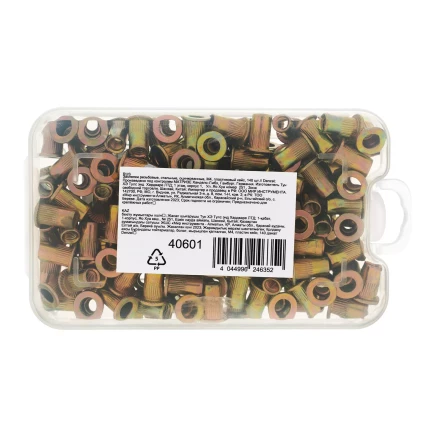 Заклепки резьбовые, стальные, оцинкованные, М4, пластиковый кейс, 140 шт. Denzel 40601 купить в Кургане