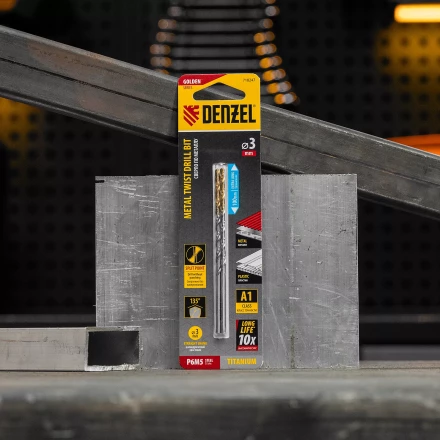 Сверло спиральное по металлу 3 х 100 мм, Р6М5, Golden Tip, удлиненное, 2шт. Denzel 718247 купить в Кургане