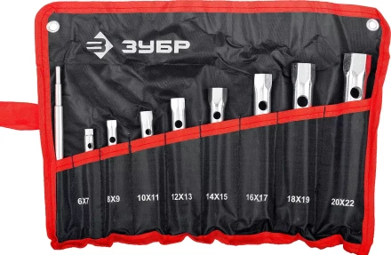 Набор ЗУБР &quot;МАСТЕР&quot;: Ключи торцовые, трубчатые двухсторонние, 6-22мм, с воротком, 9шт 27162-H9 купить в Кургане