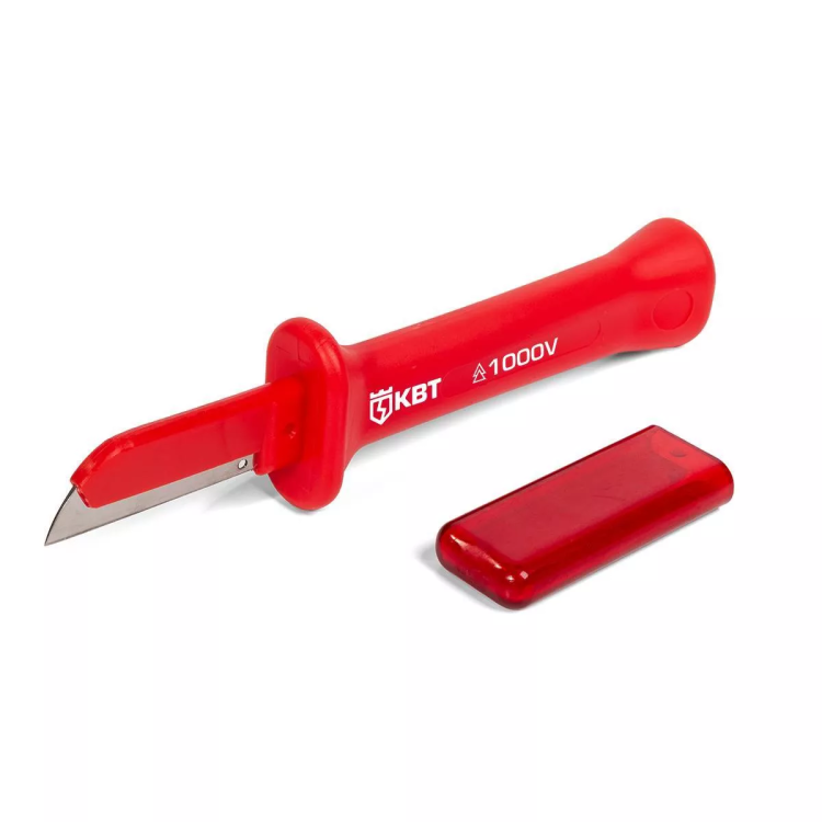 Нож монтерский диэлектрический КВТ НМИ-15 с частично изолированным прямым лезвием (86567) купить в Кургане