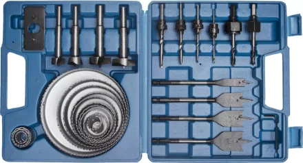 Набор ЗУБР &quot;ЭКСПЕРТ&quot; Коронки по дереву 19-127мм, державка 19-30мм, державка с опорн. осн., ключ имбус., сверла, 28 пред 29555-H28 купить в Кургане