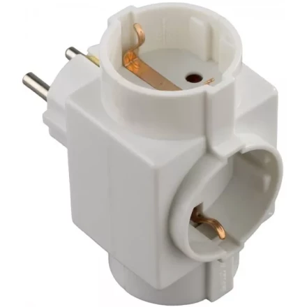 Тройник СВЕТОЗАР электрический с заземлением и защитной шторкой, 3 гнезда SV-55095 купить в Кургане