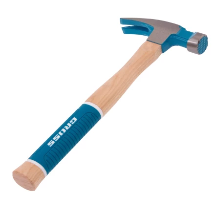 Молоток-гвоздодер GROSS 10413, 380 г, угол 75, магнит, обрезиненная рукоятка American Hickory купить в Кургане