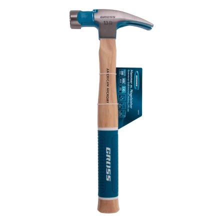 Молоток-гвоздодер GROSS 10413, 380 г, угол 75, магнит, обрезиненная рукоятка American Hickory купить в Кургане