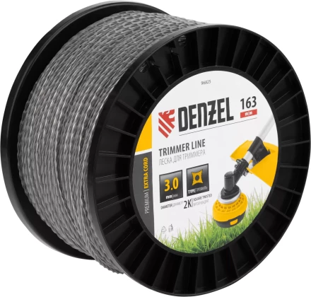 Леска для триммера двухкомпонентная витой квадрат Denzel, 3,0мм х 163м, на DIN катушке EXTRA CORD 96825 купить в Кургане