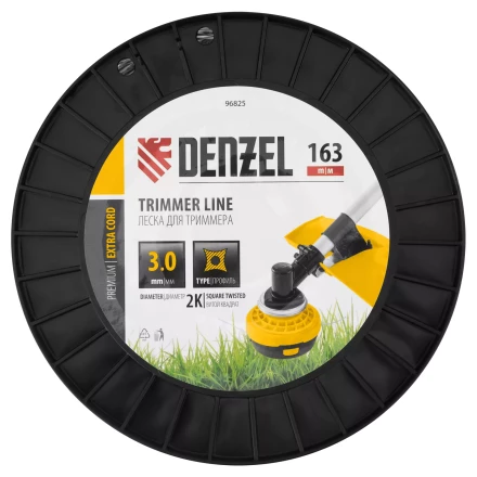Леска для триммера двухкомпонентная витой квадрат Denzel, 3,0мм х 163м, на DIN катушке EXTRA CORD 96825 купить в Кургане