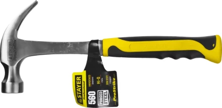 Молоток-гвоздодер STAYER &quot;PROFESSIONAL&quot; цельнометаллический с двухкомпонентной рукояткой, 560г 2025-560 купить в Кургане