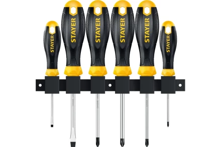 Набор STAYER &quot;MASTER&quot; HERCULES: Отвертки, Cr-V, эргономичная двухкомпонентная рукоятка, 6шт 25055-H6_z04 купить в Кургане