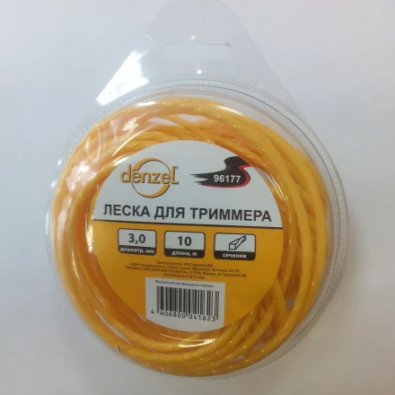 Леска для триммера квадратная витая, 3,0мм х 10м  Denzel Россия 96177 купить в Кургане