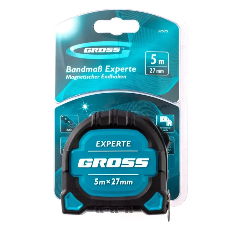 Рулетка нейлон Experte 5м x 27мм двухкомпон. корпус магнит двухстор. разметка Gross 32575 купить в Кургане