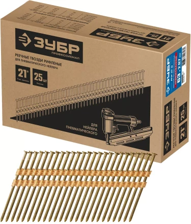 ЗУБР SN21 63 х 2.87 мм, реечные гвозди рифленые оцинкованные, 3000 шт (305393-63) купить в Кургане