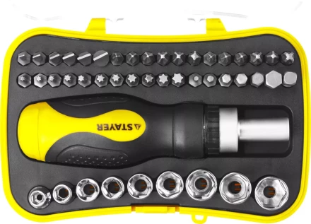 Набор STAYER "MASTER" "HERCULES": Отвертки, реверс отвертка, биты 35шт, адаптер для торц голов, торц голов 9шт, 46 предм 25084-H46 купить в Кургане