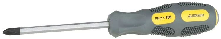 Отвертка STAYER "PROFESSIONAL" "MAX-GRIP" ударная, двухкомпонентная рукоятка, магнит наконечник, Cr-V, PH №1x75мм 25824-1-075 G купить в Кургане