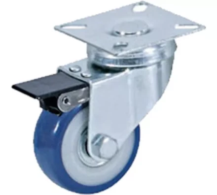 Колесо аппаратное поворотное SCvb 92 75 мм с тормозом (синяя резина) 1027150 купить в Кургане