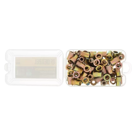 Заклепки резьбовые, стальные, оцинкованные, М6, пластиковый кейс, 70 шт. Denzel 40603 купить в Кургане