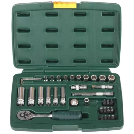 Набор KRAFTOOL &quot;INDUSTRIE QUALITAT&quot; Торцовые головки, 1/2&quot;, 1/4&quot;, 37 предметов 27881-H37 купить в Кургане