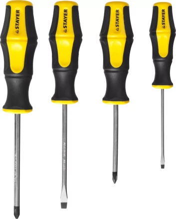Набор STAYER &quot;MASTER&quot; HERCULES: Отвертки, Cr-V, эргономичная двухкомпонентная рукоятка, 4шт 25055-H4_z02 купить в Кургане