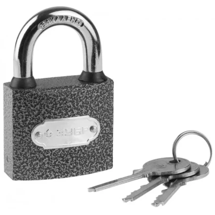 Замок ЗУБР &quot;МАСТЕР&quot; навесной, металлический корпус, закаленная дужка, 50мм 3712-50 купить в Кургане