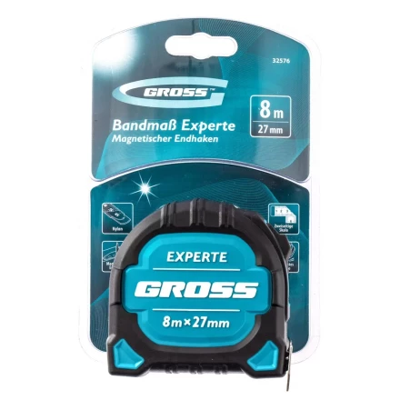 Рулетка нейлон Experte 8м x 27мм двухкомпон. корпус магнит двухстор. Разметка Gross 32576 купить в Кургане