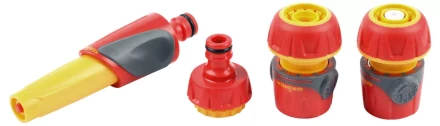 Набор поливочный GRINDA &quot;Premium&quot;, пластмассовый с TPR, 4 предмета: наконечник, 2 соединителя 3/4&quot;, адаптер; 1/2&quot;-3/4&quot; 8-427285 купить в Кургане