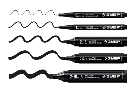 ЗУБР МП-300К чёрный, 2-5 мм, клиновидный перманентный маркер (06323-2) купить в Кургане