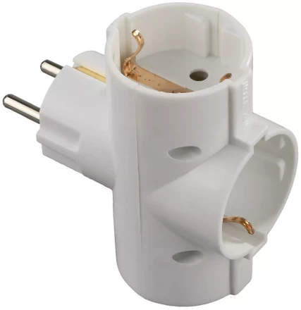 Тройник СВЕТОЗАР электрический с заземлением, 3 гнезда SV-55093 купить в Кургане