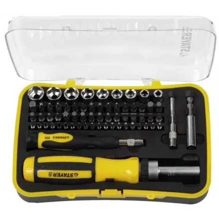 Набор STAYER &quot;MASTER&quot;: Отвертка реверсивная с эргономичной ручкой, с насадками, в пластмассовом боксе, 65 предметов 25310-H65 купить в Кургане