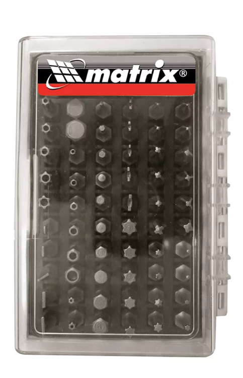Набор бит с магнитным держателем, CrV,61шт MATRIX 11387 купить в Кургане