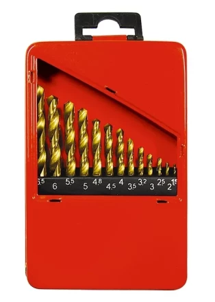 Набор нитридтитановых сверл по металлу 1,5-6,5мм через 0,5мм+3,2мм 4,8мм НSS 13 шт MATRIX 72386 купить в Кургане