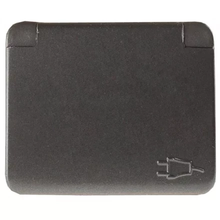 Розетка СВЕТОЗАР &quot;ГАММА&quot; с заземлением, одинарная с крышкой, без вставки и рамки, цвет темно-серый металлик, 16А/~250В SV-54110-DM купить в Кургане