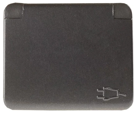 Розетка СВЕТОЗАР &quot;ГАММА&quot; с заземлением, одинарная с крышкой, без вставки и рамки, цвет темно-серый металлик, 16А/~250В SV-54110-DM купить в Кургане