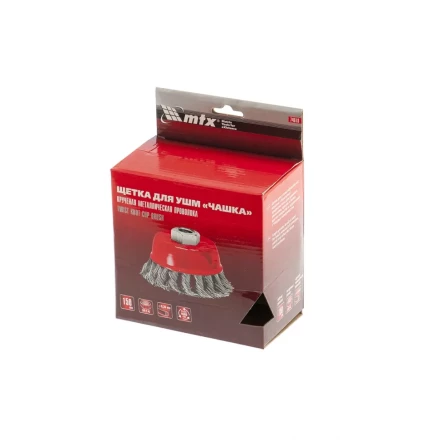 Щетка для УШМ 150 мм М14 &quot;чашка&quot; крученая проволока 0,35 мм MTX 74618 купить в Кургане