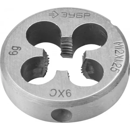 Плашка ЗУБР &quot;МАСТЕР&quot; круглая ручная для нарезания метрической резьбы, мелкий шаг, М12 x 1,25 4-28022-12-1.25 купить в Кургане