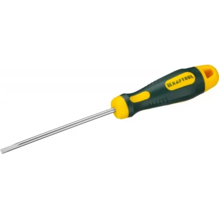 Отвертка KRAFTOOL, Cr-Mo-V сталь, двухкомпонентная противоскользящая рукоятка, SL, 4,0x90мм 250071-4.0-090 купить в Кургане