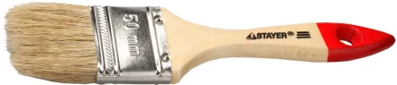 Кисть плоская STAYER &quot;UNIVERSAL-STANDARD&quot;, светлая натуральная щетина, деревянная ручка, 50мм 0101-050 купить в Кургане