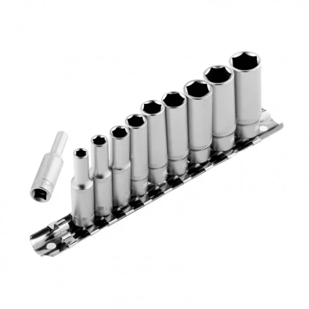 Набор удлиненных торцевых головок 1/4 шестигранные CrV 10 шт 4-13 мм Stels 13605 купить в Кургане