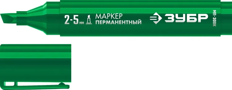 ЗУБР МП-300К зеленый, 2-5 мм, клиновидный перманентный маркер (06323-4) купить в Кургане