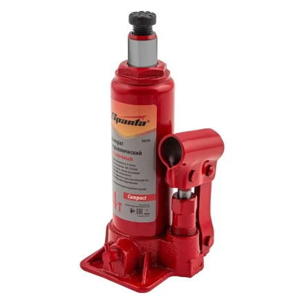 Домкрат гидравлический бутылочный, 4 т, h подъема 180–320 мм Sparta Compact 50339 купить в Кургане