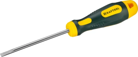 Отвертка KRAFTOOL, Cr-Mo-V сталь, двухкомпонентная противоскользящая рукоятка, SL, 5,0x100мм 250071-5.5-100 купить в Кургане
