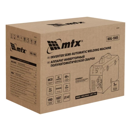 Аппарат инвертор. полуавтомат. cварки MTX MIG-180S 94302, 180A, ПВ 60%, катушка 5 кг купить в Кургане