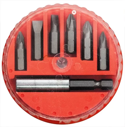 Набор бит, магнитный адаптер для бит, сталь 45Х, 7 предм., в пласт. закрытом боксе  MATRIX 11392 купить в Кургане