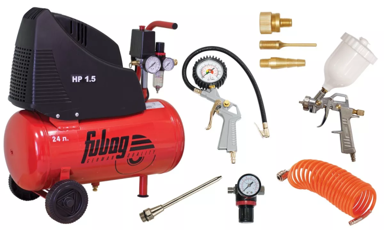 Компрессор безмасляный поршневой прямой привод Fubag House Master KIT + набор 5 предметов купить в Кургане