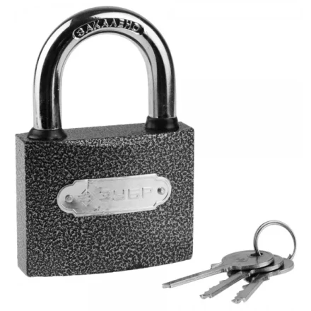 Замок ЗУБР &quot;МАСТЕР&quot; навесной, металлический корпус, закаленная дужка, 75мм 3712-75 купить в Кургане