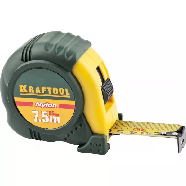 Рулетка KRAFTOOL "EXPERT" с нейлоновым покрытием, обрезин корпус, 7,5/25мм 34122-08_z01 купить в Кургане